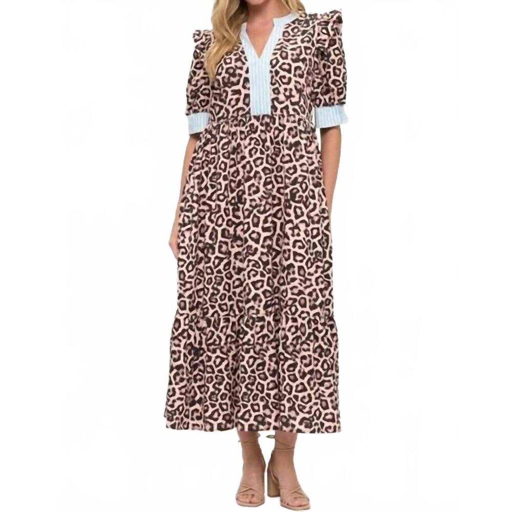NEW BEESON RIVER baby doll midi dress in leopard